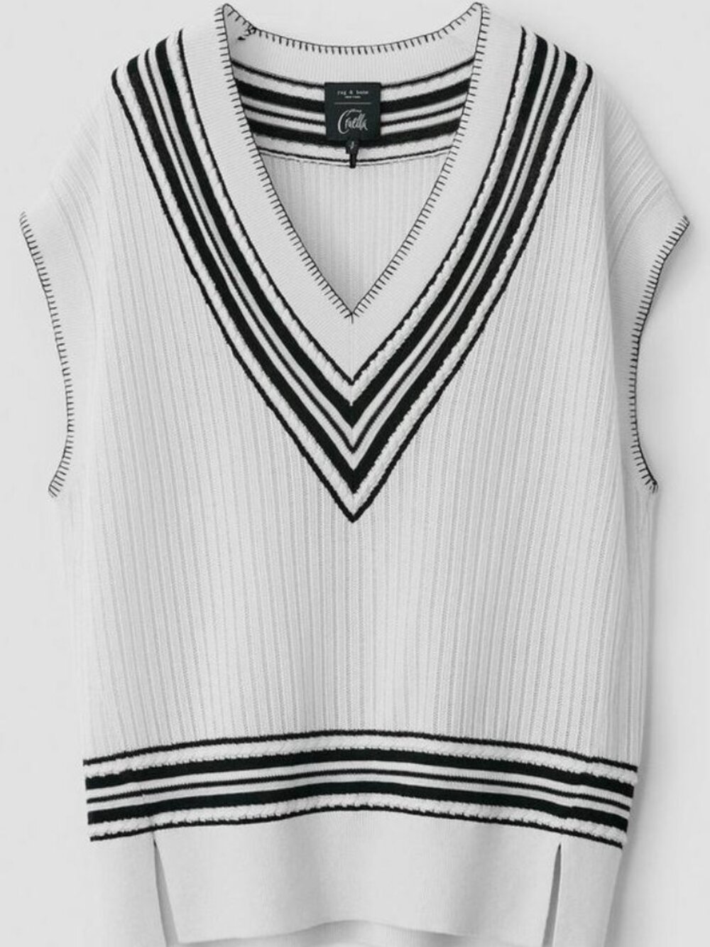 Rag & bone X Disney Cruella Wool-Blend Knit Vest Classic Varsity